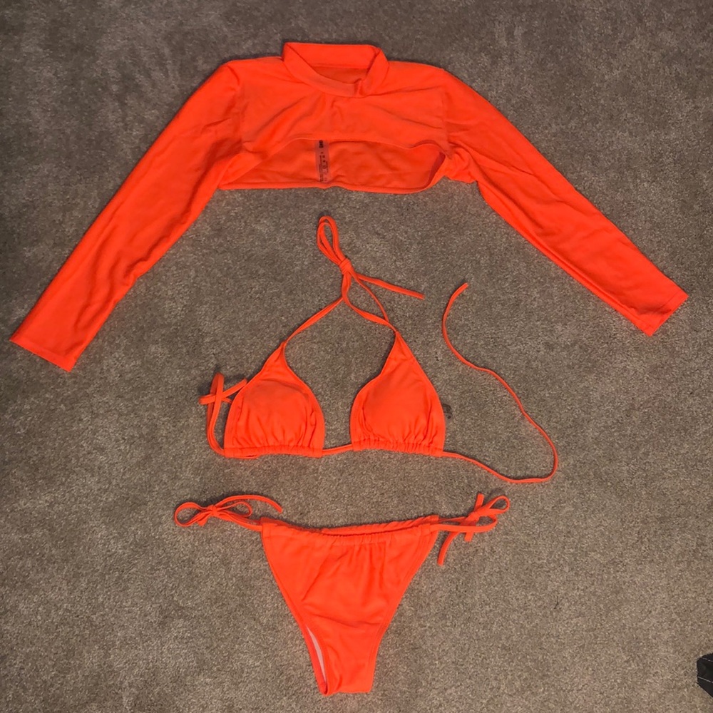 Orange Bikini with long sleeve
